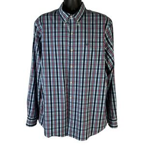 Chaps Stretch‎ Easy Care Men's Size XXL Button Up Long Sleeve Multi Plaid Shirt